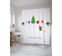 Штора (занавеска) для ванной JoyArty "Предметное Рождество" из сатена, 180х200 см с крючками, sc_53285