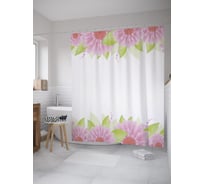 Штора (занавеска) для ванной JoyArty "Полосы гербер" из сатена, 180х200 см с крючками, sc_55120