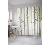 Штора (занавеска) для ванной JoyArty "Завитки на бамбуке" из сатена, 180х200 см с крючками, sc_32165