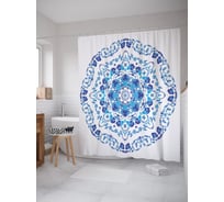 Штора (занавеска) для ванной JoyArty "Мандала в цветах" из сатена, 180х200 см с крючками, sc_62513