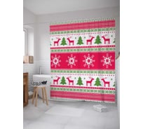 Штора (занавеска) для ванной JoyArty "Олени с елками" из сатена, 180х200 см с крючками, sc_5916