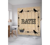 Штора (занавеска) для ванной JoyArty "Ванна и мыло" из сатена, 180х200 см с крючками, sc_6782