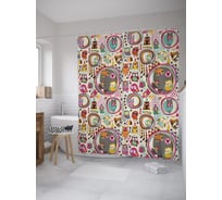 Штора (занавеска) для ванной JoyArty "Мир сов" из сатена, 180х200 см с крючками, sc_60452