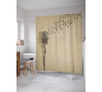 Штора (занавеска) для ванной JoyArty "Музыкальный микрофон" из сатена, 180х200 см с крючками, sc_5943