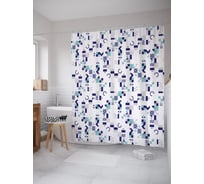 Штора (занавеска) для ванной JoyArty "Геометрический хаос" из сатена, 180х200 см с крючками, sc_53647