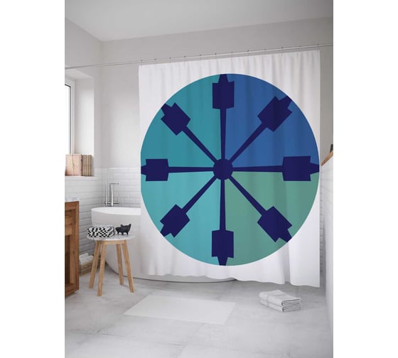 Штора (занавеска) для ванной JoyArty "Красочное время" из сатена, 180х200 см с крючками, sc_5298