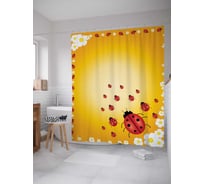 Штора (занавеска) для ванной JoyArty "Стая божьих коровок" из сатена, 180х200 см с крючками, sc_6120