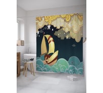 Штора (занавеска) для ванной JoyArty "Ночью под парусами" из сатена, 180х200 см с крючками, sc_59559
