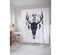 Штора (занавеска) для ванной JoyArty "Дикий и свободный" из сатена, 180х200 см с крючками, sc_37620