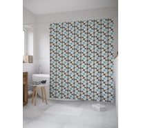 Штора (занавеска) для ванной JoyArty "Геометрия цветов" из сатена, 180х200 см с крючками, sc_59213