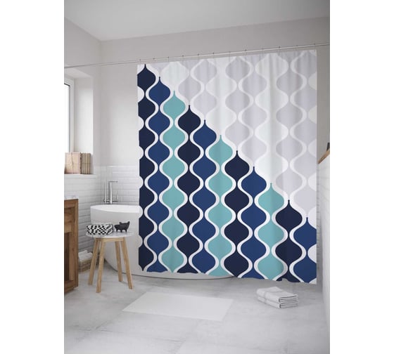 Штора (занавеска) для ванной JoyArty "Диагональная бледность" из сатена, 180х200 см с крючками, sc_31974 1