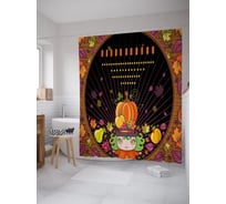 Штора (занавеска) для ванной JoyArty "Вечеринка на День Благодарения" из сатена, 180х200 см с крючками, sc_53268