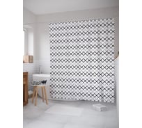 Штора (занавеска) для ванной JoyArty "Тонкая решетка" из сатена, 180х200 см с крючками, sc_57697