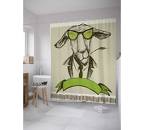 Штора (занавеска) для ванной JoyArty "Серьезный козел" из сатена, 180х200 см с крючками, sc_31952