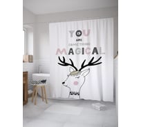 Штора (занавеска) для ванной JoyArty "Ты что-то волшебное" из сатена, 180х200 см с крючками, sc_61540