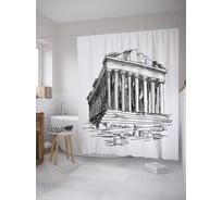 Штора (занавеска) для ванной JoyArty "Парфенон карандашом" из сатена, 180х200 см с крючками, sc_59391
