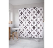 Штора (занавеска) для ванной JoyArty "Орнамент в плюсе" из сатена, 180х200 см с крючками, sc_58058