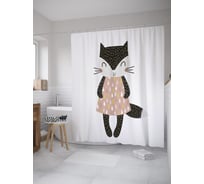 Штора (занавеска) для ванной JoyArty "Лисичка в платице" из сатена, 180х200 см с крючками, sc_61543