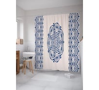 Штора (занавеска) для ванной JoyArty "Вытянутая мандала" из сатена, 180х200 см с крючками, sc_62562