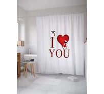 Штора (занавеска) для ванной JoyArty "Овечья любовь" из сатена, 180х200 см с крючками, sc_53762