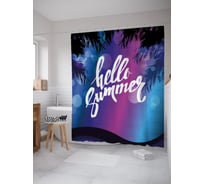 Штора (занавеска) для ванной JoyArty "Тропическое приветствие" из сатена, 180х200 см с крючками, sc_53747