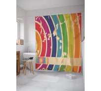 Штора (занавеска) для ванной JoyArty "Радужные круги" из сатена, 180х200 см с крючками, sc_63021