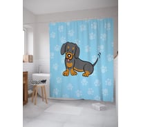 Штора (занавеска) для ванной JoyArty "Молодая такса" из сатена, 180х200 см с крючками, sc_53888