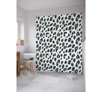 Штора (занавеска) для ванной JoyArty "Леопардовый камуфляж" из сатена, 180х200 см с крючками, sc_58132