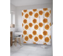 Штора (занавеска) для ванной JoyArty "Цветение календул" из сатена, 180х200 см с крючками, sc_59995