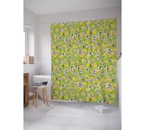 Штора (занавеска) для ванной JoyArty "Наброски цветочного поля" из сатена, 180х200 см с крючками, sc_58892