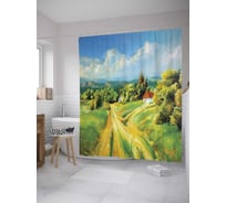 Штора (занавеска) для ванной JoyArty "Развилка дороги" из сатена, 180х200 см с крючками, sc_9284