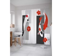 Штора (занавеска) для ванной JoyArty "Японские карпы" из сатена, 180х200 см с крючками, sc_38772