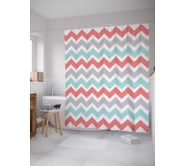 Штора (занавеска) для ванной JoyArty "Классические зигзаги" из сатена, 180х200 см с крючками, sc_5392