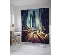 Штора (занавеска) для ванной JoyArty "Скорость мегаполиса" из сатена, 180х200 см с крючками, sc_8954
