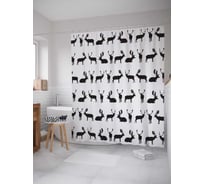 Штора (занавеска) для ванной JoyArty "Оленьи движения" из сатена, 180х200 см с крючками, sc_9559