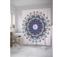 Штора (занавеска) для ванной JoyArty "Мандала с перьями" из сатена, 180х200 см с крючками, sc_8772
