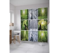 Штора (занавеска) для ванной JoyArty "Лесные сезоны" из сатена, 180х200 см с крючками, sc_8202
