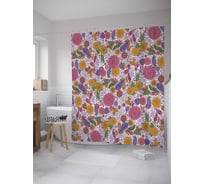 Штора (занавеска) для ванной JoyArty "Цветочное скопление" из сатена, 180х200 см с крючками, sc_8093
