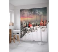 Штора (занавеска) для ванной JoyArty "Деревянная колокольня" из сатена, 180х200 см с крючками, sc_79773