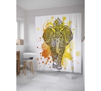 Штора (занавеска) для ванной JoyArty "Грозный красочный слон" из сатена, 180х200 см с крючками, sc_8894