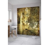 Штора (занавеска) для ванной JoyArty "Водный дворец" из сатена, 180х200 см с крючками, sc_8007