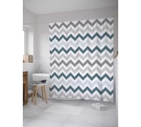 Штора (занавеска) для ванной JoyArty "Серость зигзагов" из сатена, 180х200 см с крючками, sc_8048
