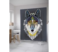 Штора (занавеска) для ванной JoyArty "Драгоценный волк" из сатена, 180х200 см с крючками, sc_8882