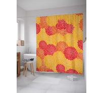 Штора (занавеска) для ванной JoyArty "Красочные хризантемы" из сатена, 180х200 см с крючками, sc_5446