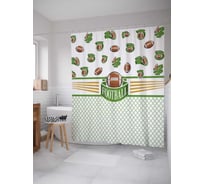 Штора (занавеска) для ванной JoyArty "Футбольные маневры" из сатена, 180х200 см с крючками, sc_5357