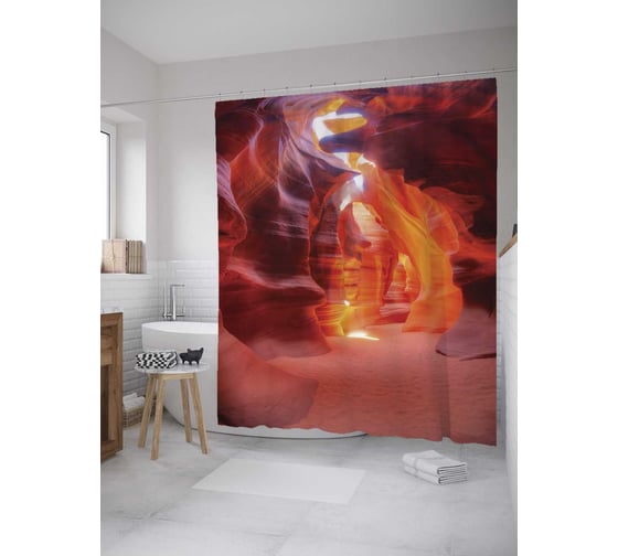 Штора (занавеска) для ванной JoyArty "Выход к свету" из сатена, 180х200 см с крючками, sc_8910 1