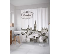 Штора (занавеска) для ванной JoyArty "Лондонские очертания" из сатена, 180х200 см с крючками, sc_9401