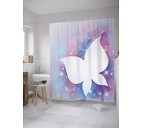 Штора (занавеска) для ванной JoyArty "Бабочка желаний" из сатена, 180х200 см с крючками, sc_8813