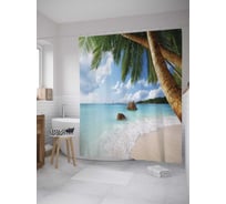 Штора (занавеска) для ванной JoyArty "На дальних берегах" из сатена, 180х200 см с крючками, sc_7991
