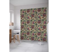 Штора (занавеска) для ванной JoyArty "Цветочный узор" из сатена, 180х200 см с крючками, sc_79816